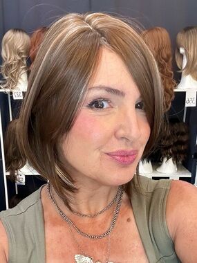 361 10” Terrah Brown side Part Bob straight cut Synthetic Wig